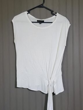 Banana Republic Sleeveless Shirt Tie-Front Round Neck White Women's Small